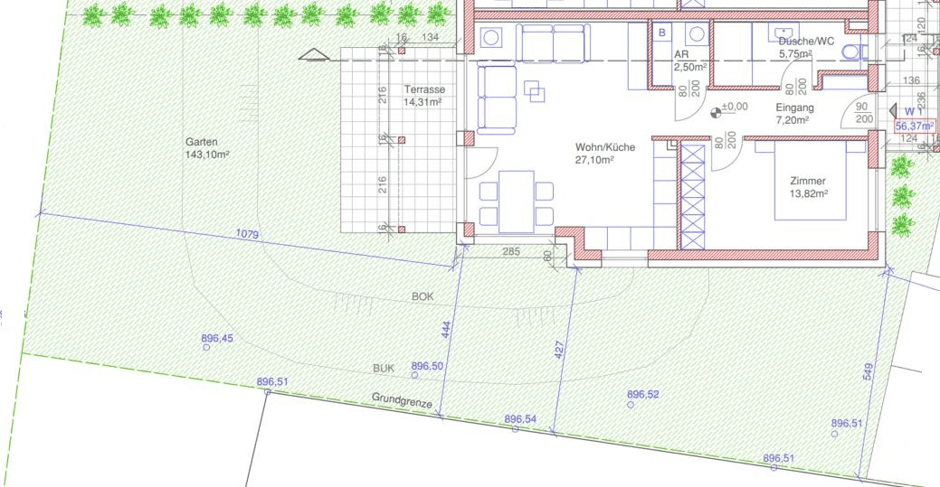 Grundriss Top 1 der Vallis Achen Residenzen